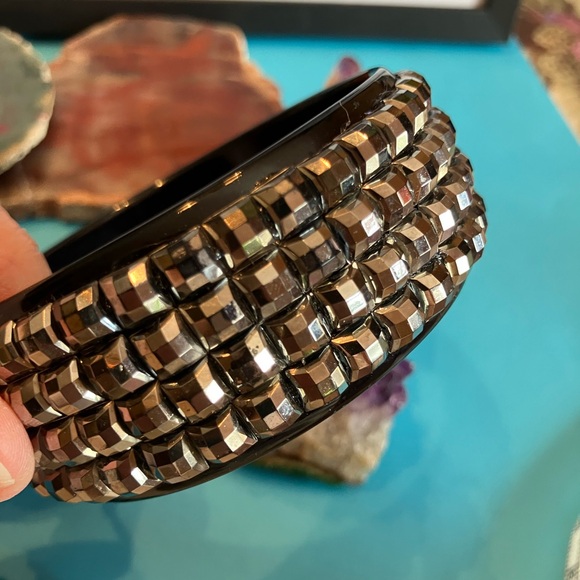 BANGLE BRACELET BLACK AND SILVER - Picture 7 of 8